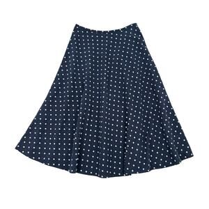 Vintage White Stag Linen Blend Polka Dot Midi Circle Skirt Navy White Size 12